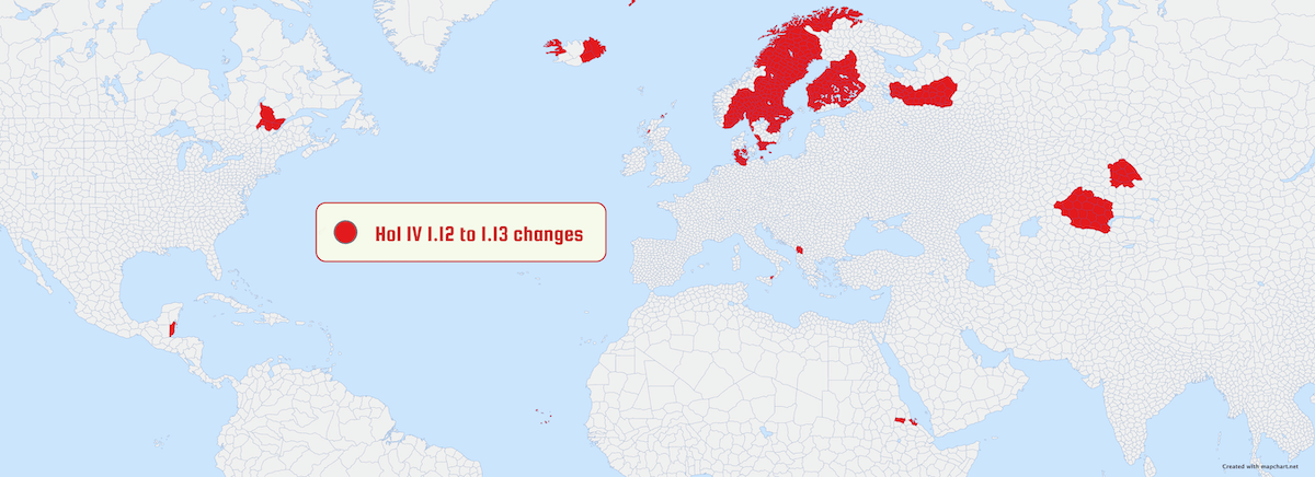 All the changes for the Hearts of Iron IV provinces map in version 1.13.